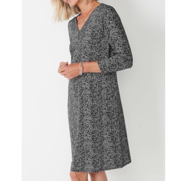 J. Jill Wearever Collection Double V-neck Back Pleat Dress Herringbone Size XS - Picture 1 of 16